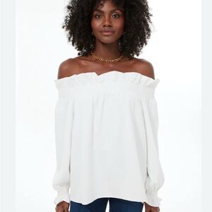 Tuckernuck Cream Smocked Margarite Blouse